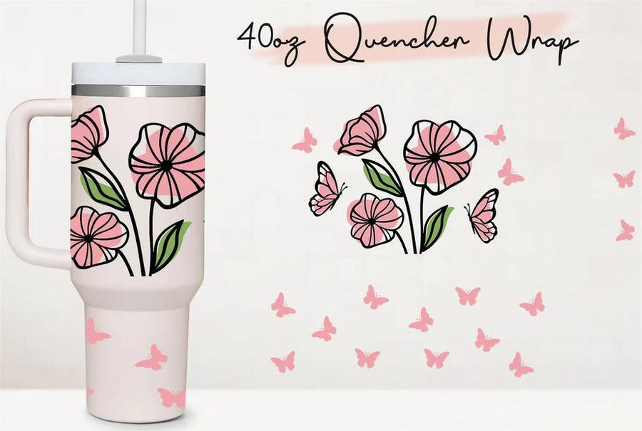 FLOWERS & BUTTERFLIES UV DTF CUP WRAP 40oz