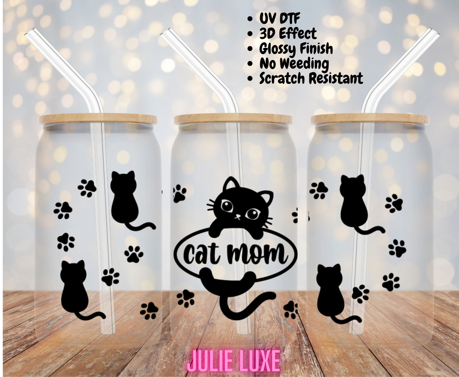 Cat Mom UV DTF Cup Wrap