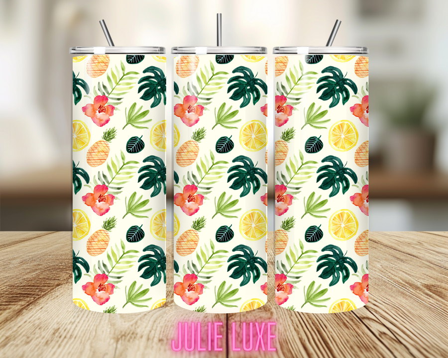 Tropical Pineapples | 20oz Skinny Tumbler Cup Wrap | Digital Download | PNG