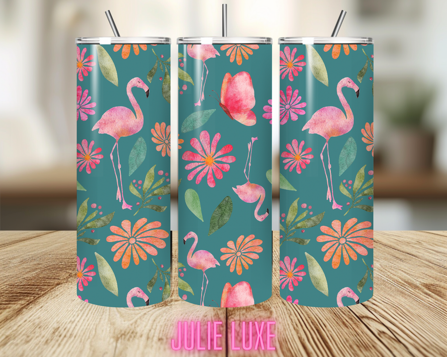 Flamingos | 20oz Skinny Tumbler Cup Wrap | Digital Download | PNG