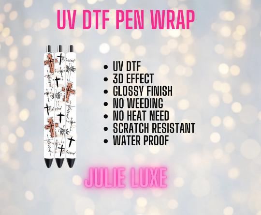 UV DTF Blessed Pen Wrap | Ready to Apply | No Heat Needed | Permanent Adhesive | Waterproof