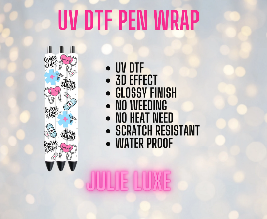 UV DTF Nurse Pen Wrap | Ready to Apply | No Heat Needed | Permanent Adhesive | Waterproof