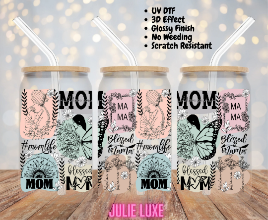 UV DTF Mom Cup Wrap | Ready to Apply Cup Wrap | No Heat Needed | Permanent Adhesive | Waterproof