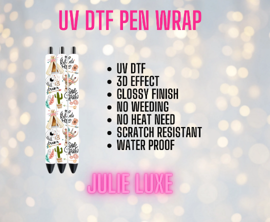 UV DTF Wild Pen Wrap | Ready to Apply | No Heat Needed | Permanent Adhesive | Waterproof